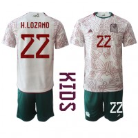Camiseta México Hirving Lozano #22 Visitante Equipación para niños Mundial 2022 manga corta (+ pantalones cortos)